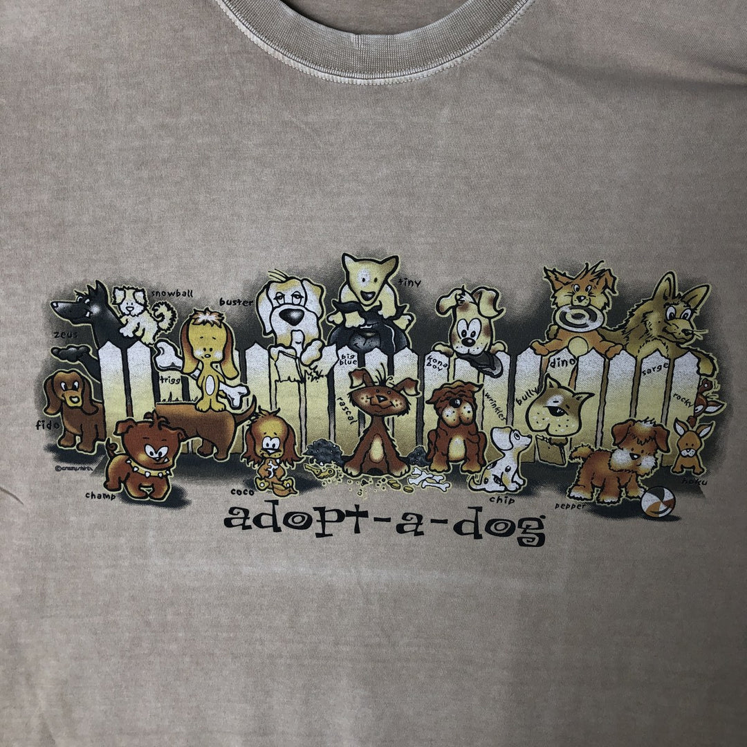 90'S Crazy Shirts Dog Print Animal T-Shirt, Men's XL, Vintage cotton Beige type Vintage Second Hand