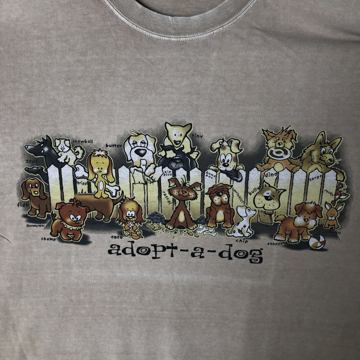 90'S Crazy Shirts Dog Print Animal T-Shirt, Men's XL, Vintage cotton Beige type Vintage Second Hand