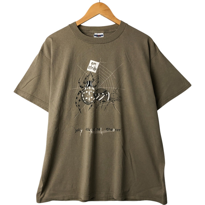 90s~00'S Jerzees Spider Pattern Animal T-shirt Men's L size cotton Khaki type beige Vintage Second Hand