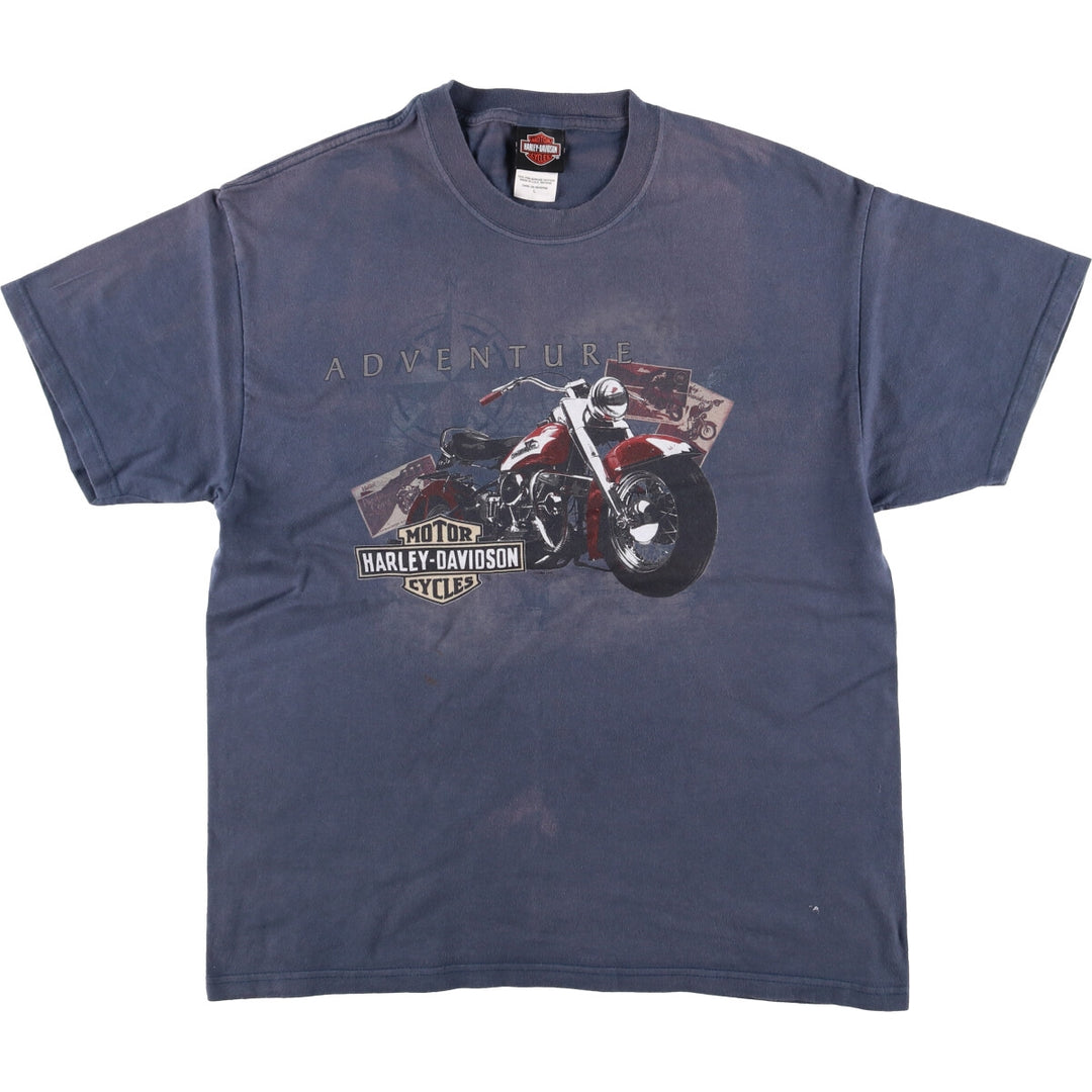 00'S Harley-Davidson Motorcycle Bike T-shirt Made in USA Men's L size cotton Charcoal Vintage Second Hand