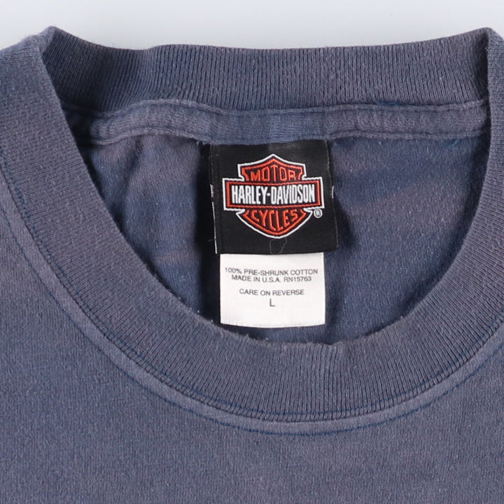 00'S Harley-Davidson Motorcycle Bike T-shirt Made in USA Men's L size cotton Charcoal Vintage Second Hand