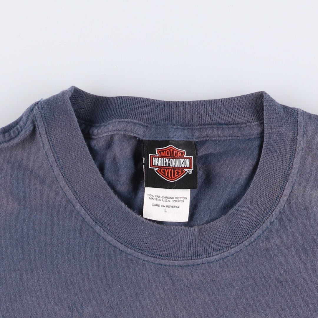 00'S Harley-Davidson Motorcycle Bike T-shirt Made in USA Men's L size cotton Charcoal Vintage Second Hand