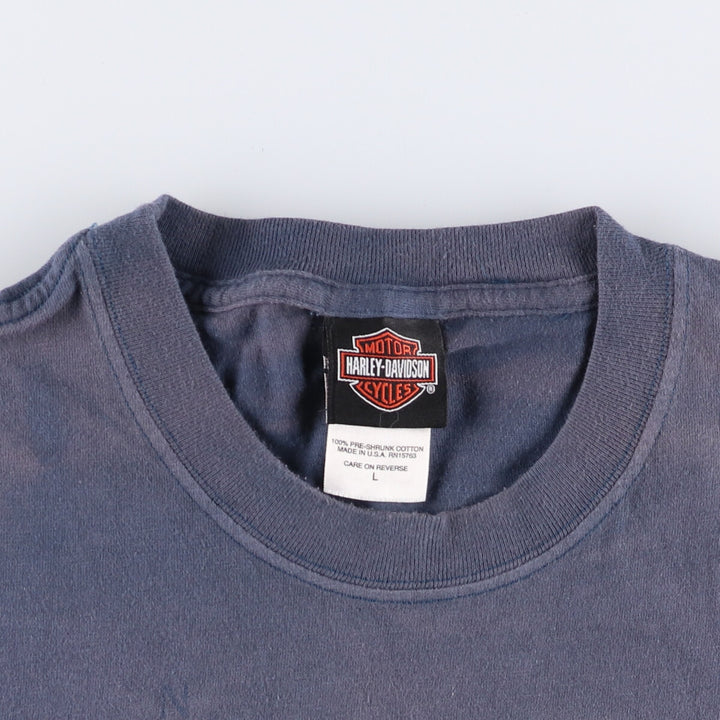00'S Harley-Davidson Motorcycle Bike T-shirt Made in USA Men's L size cotton Charcoal Vintage Second Hand