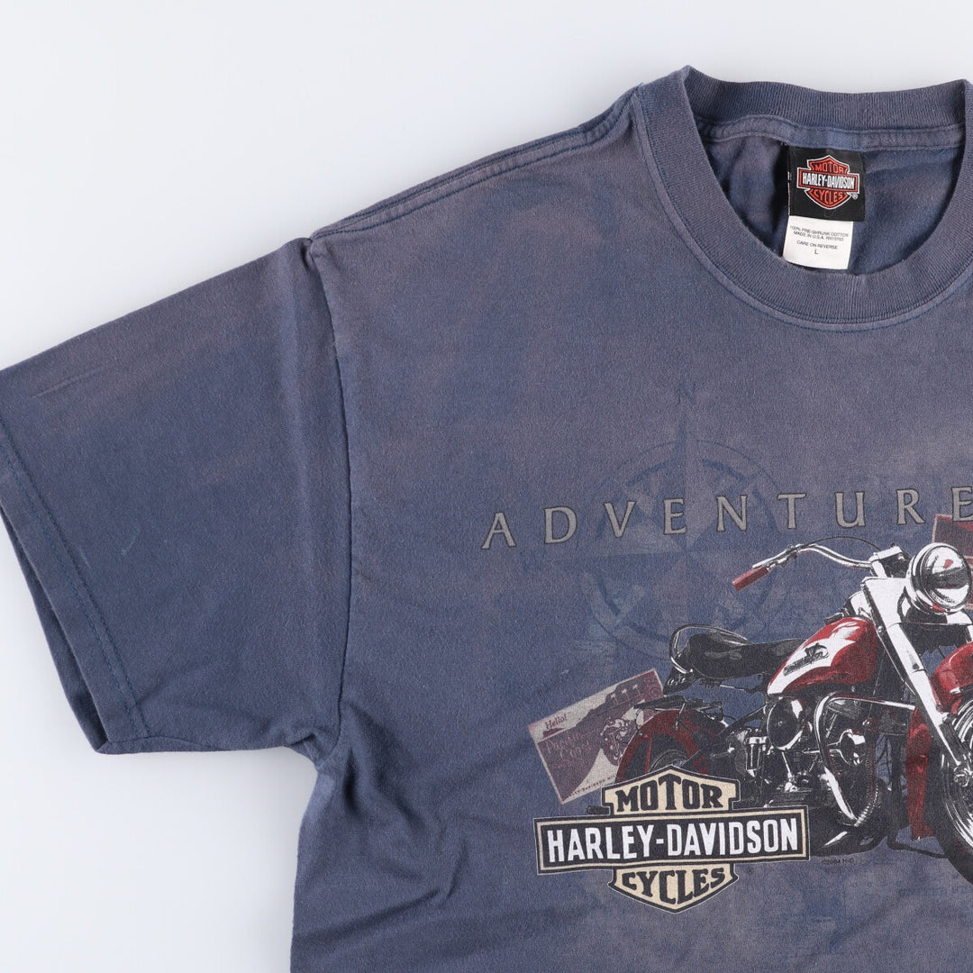 00'S Harley-Davidson Motorcycle Bike T-shirt Made in USA Men's L size cotton Charcoal Vintage Second Hand