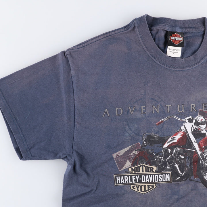 00'S Harley-Davidson Motorcycle Bike T-shirt Made in USA Men's L size cotton Charcoal Vintage Second Hand