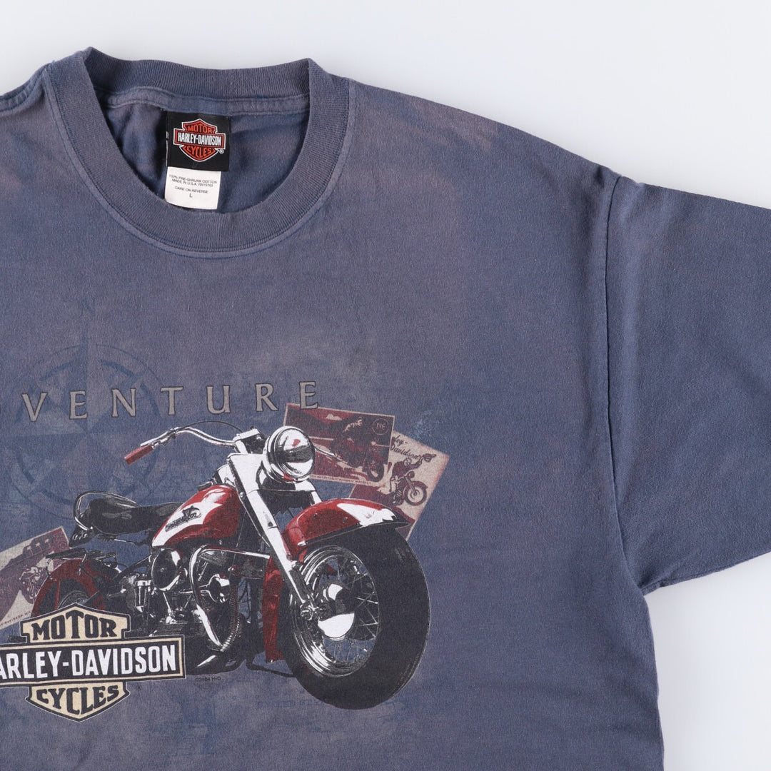 00'S Harley-Davidson Motorcycle Bike T-shirt Made in USA Men's L size cotton Charcoal Vintage Second Hand