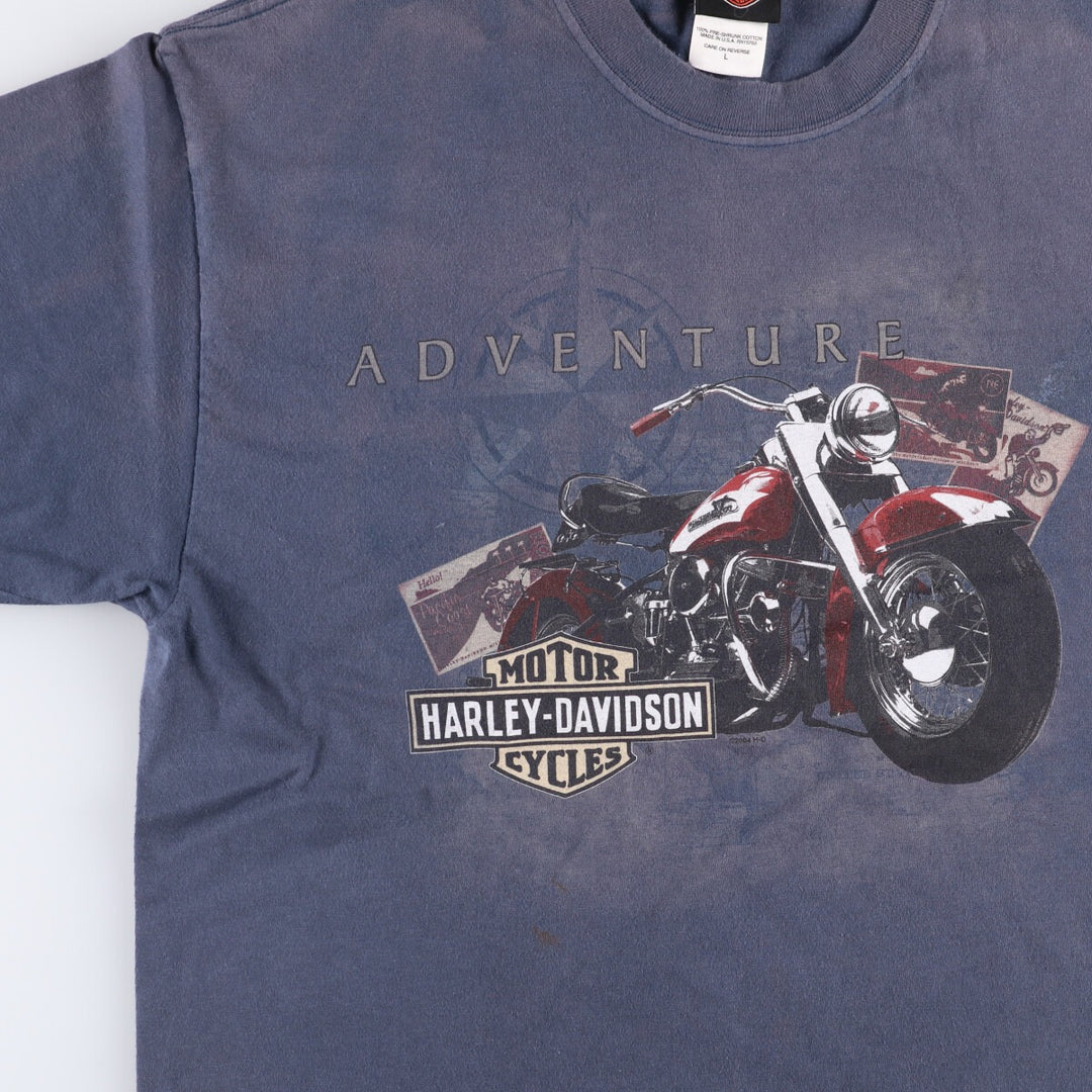 00'S Harley-Davidson Motorcycle Bike T-shirt Made in USA Men's L size cotton Charcoal Vintage Second Hand