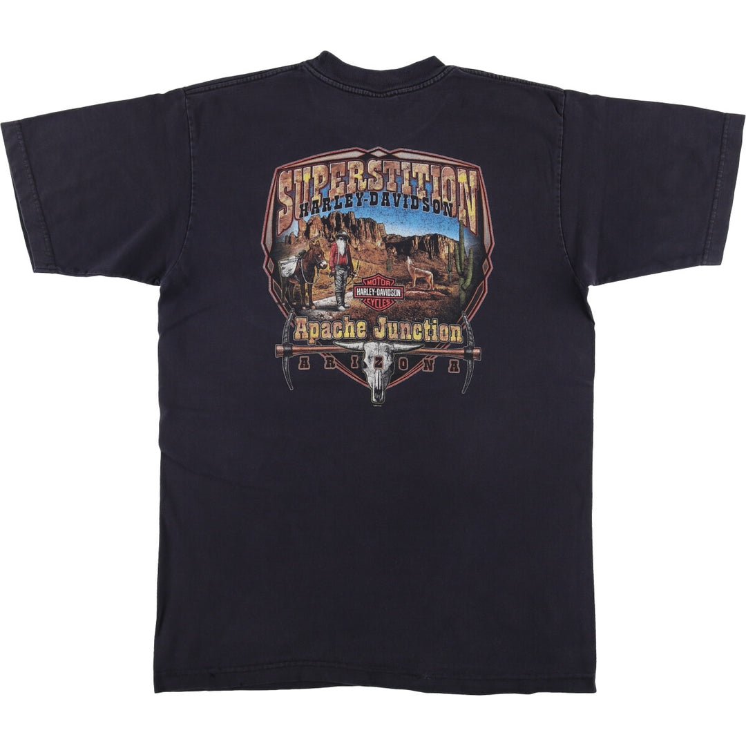 00'S Harley-Davidson Motorcycle Bike T-shirt Made in USA Men's L size cotton black type Vintage Second Hand