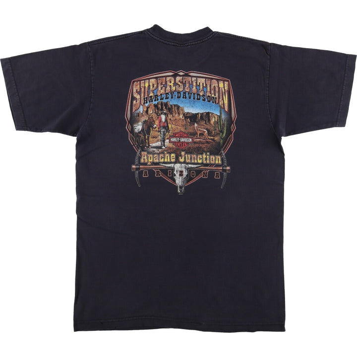 00'S Harley-Davidson Motorcycle Bike T-shirt Made in USA Men's L size cotton black type Vintage Second Hand