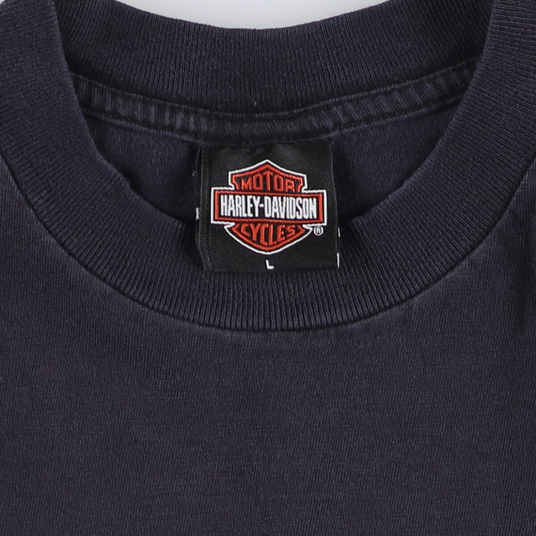 00'S Harley-Davidson Motorcycle Bike T-shirt Made in USA Men's L size cotton black type Vintage Second Hand