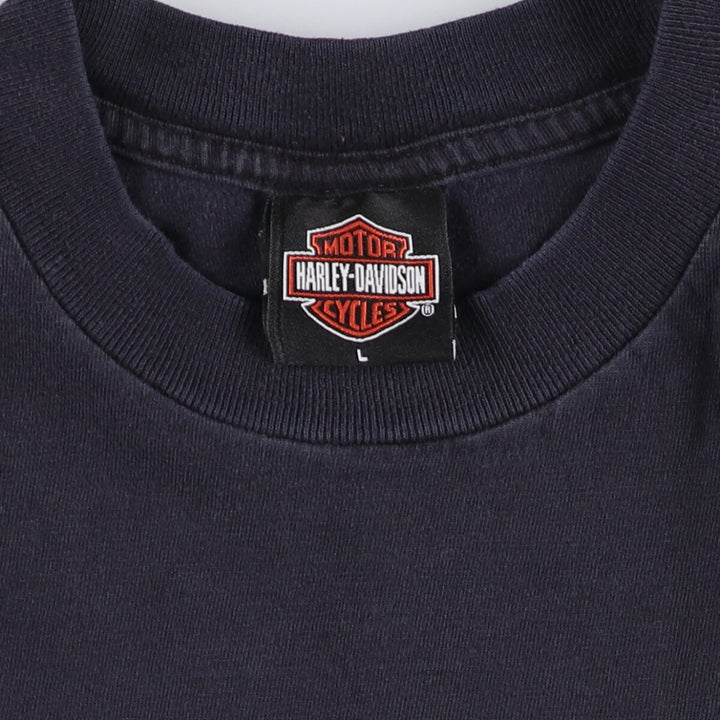 00'S Harley-Davidson Motorcycle Bike T-shirt Made in USA Men's L size cotton black type Vintage Second Hand