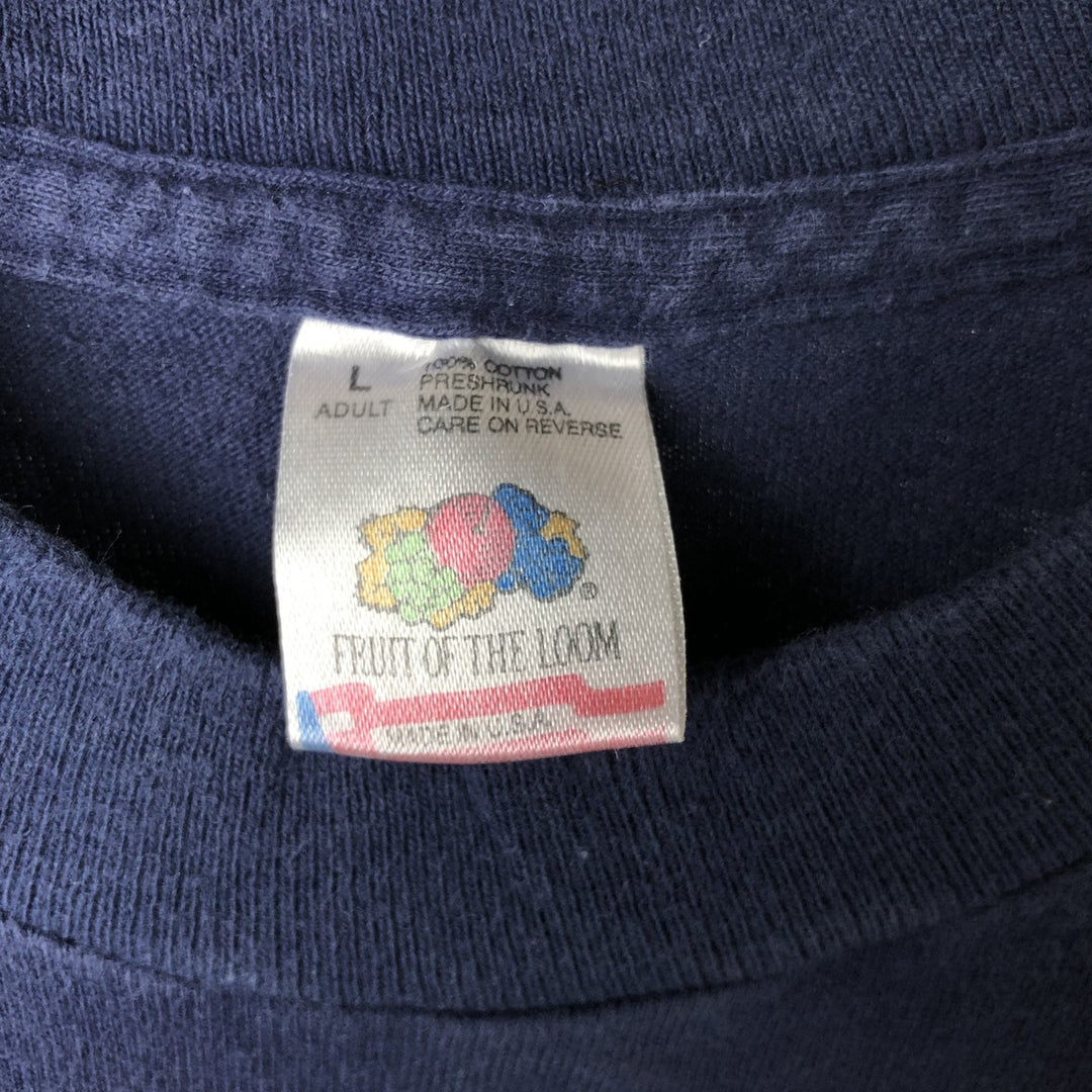 90'S Fruit of the Loom plain T-shirt, made in the USA, men's size L, vintage cotton navy blue type Vintage Second Hand