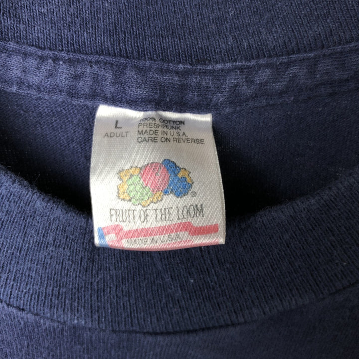 90'S Fruit of the Loom plain T-shirt, made in the USA, men's size L, vintage cotton navy blue type Vintage Second Hand