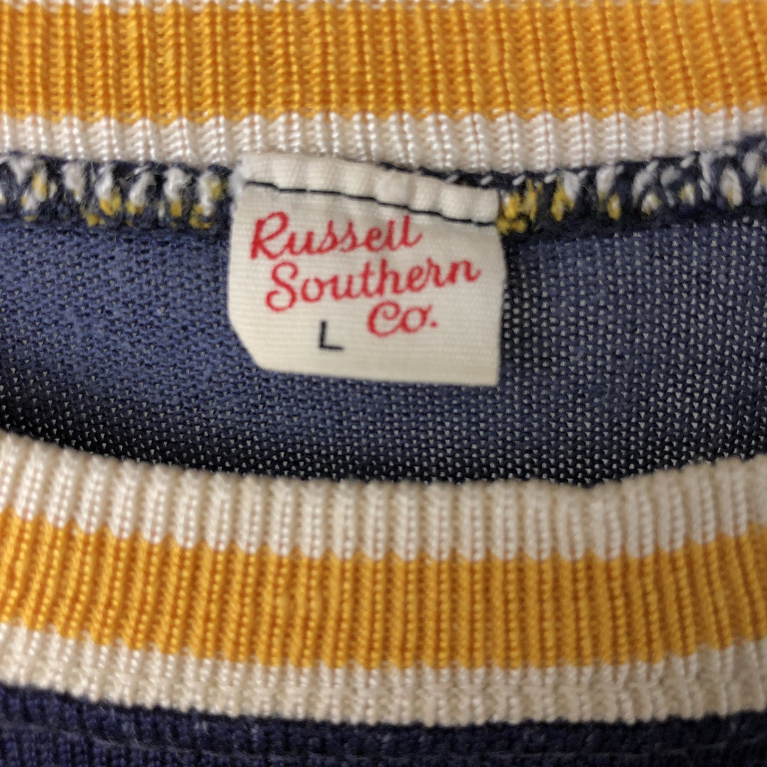 60's Russell Southern Co. Ringer T-shirt, men's size L, vintage unclear navy blue type Vintage Second Hand
