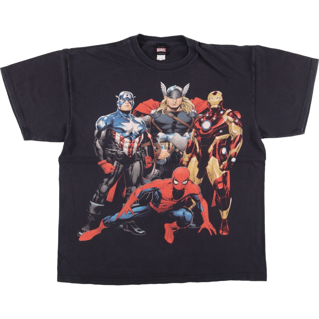 00'S Marvel AVENGERS Avengers character print T-shirt, men's XL size cotton black type Vintage Second Hand