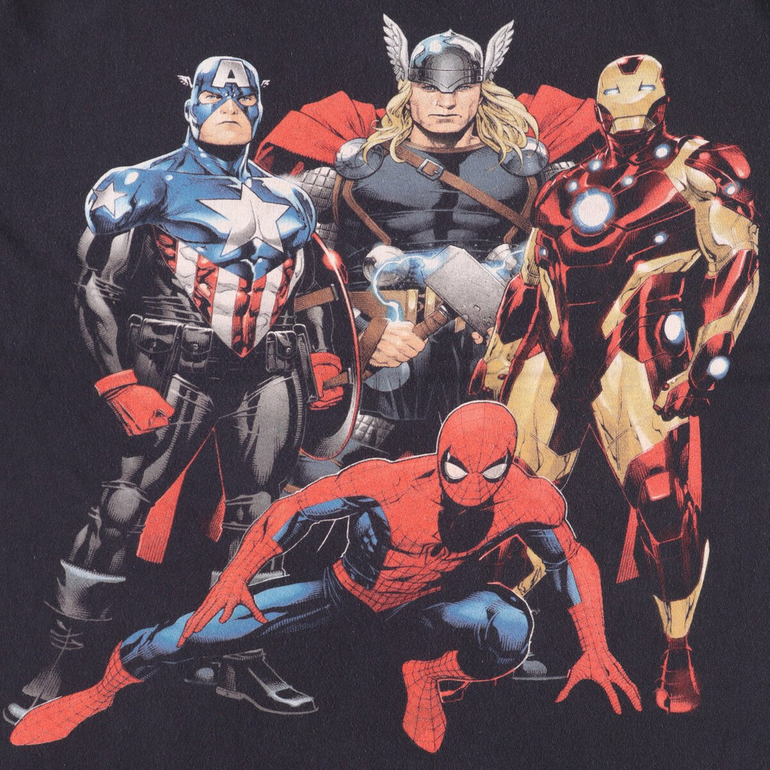00'S Marvel AVENGERS Avengers character print T-shirt, men's XL size cotton black type Vintage Second Hand