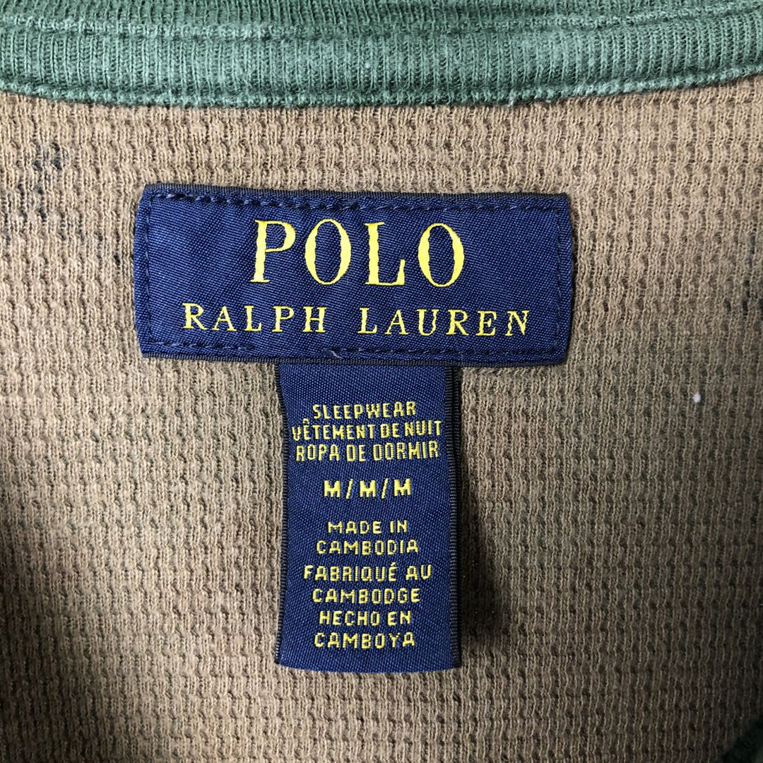 Ralph Lauren POLO RALPH LAUREN SLEEPWEAR Camouflage Pattern Thermal Long T-Shirt, Honeycomb, Men's Size M cotton green type Vintage Second Hand