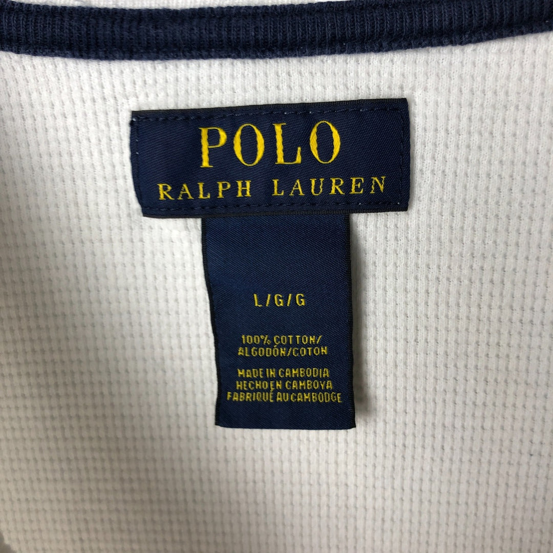 Ralph Lauren POLO RALPH LAUREN Thermal Ron T Waffle Men's L size cotton white type Vintage Second Hand