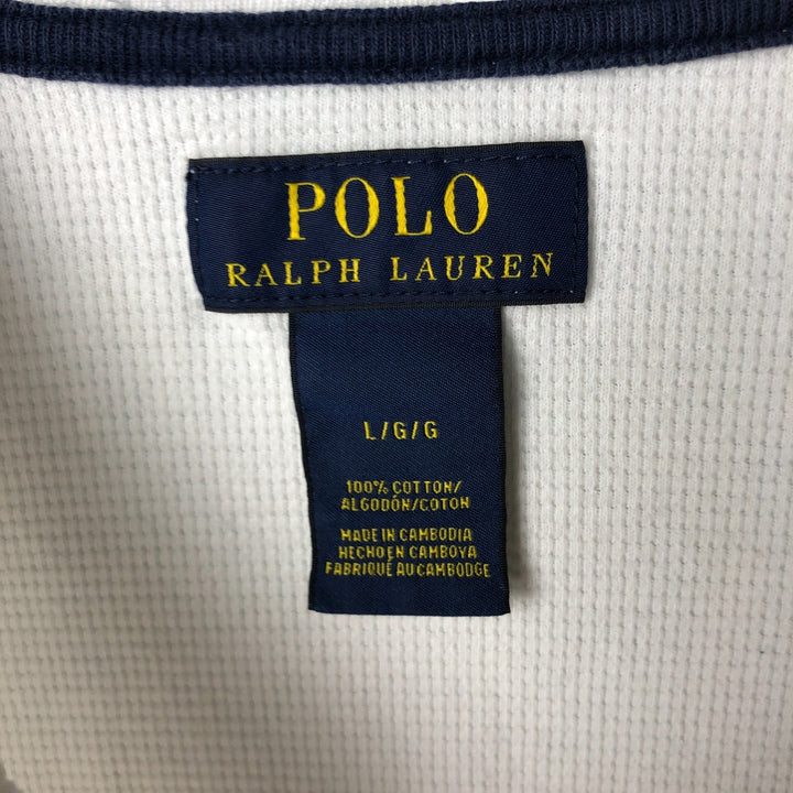 Ralph Lauren POLO RALPH LAUREN Thermal Ron T Waffle Men's L size cotton white type Vintage Second Hand