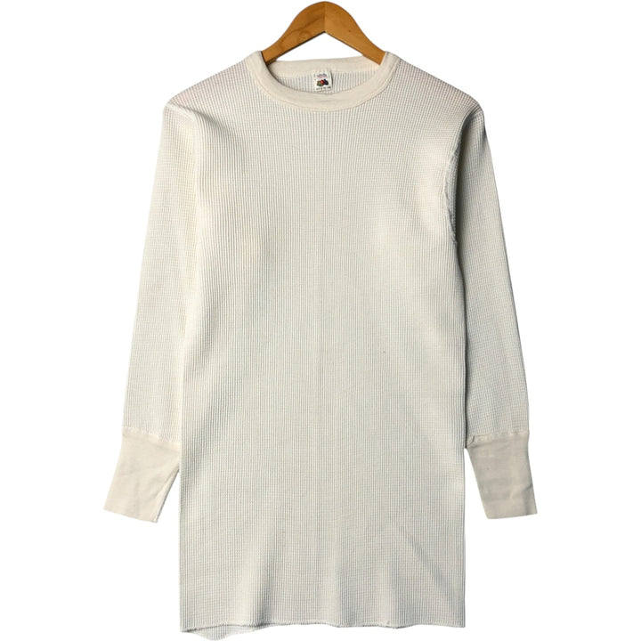 Vintage 90'S Fruit of the Loom Thermal Long T-Shirt, Waffle, Made in USA, Men's XL polyester ivory Vintage Second Hand