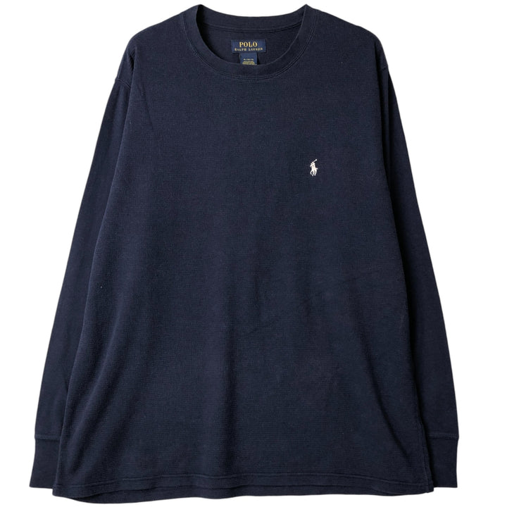 Ralph Lauren POLO RALPH LAUREN Thermal Long T-Shirt Men's XL cotton navy blue type Vintage Second Hand