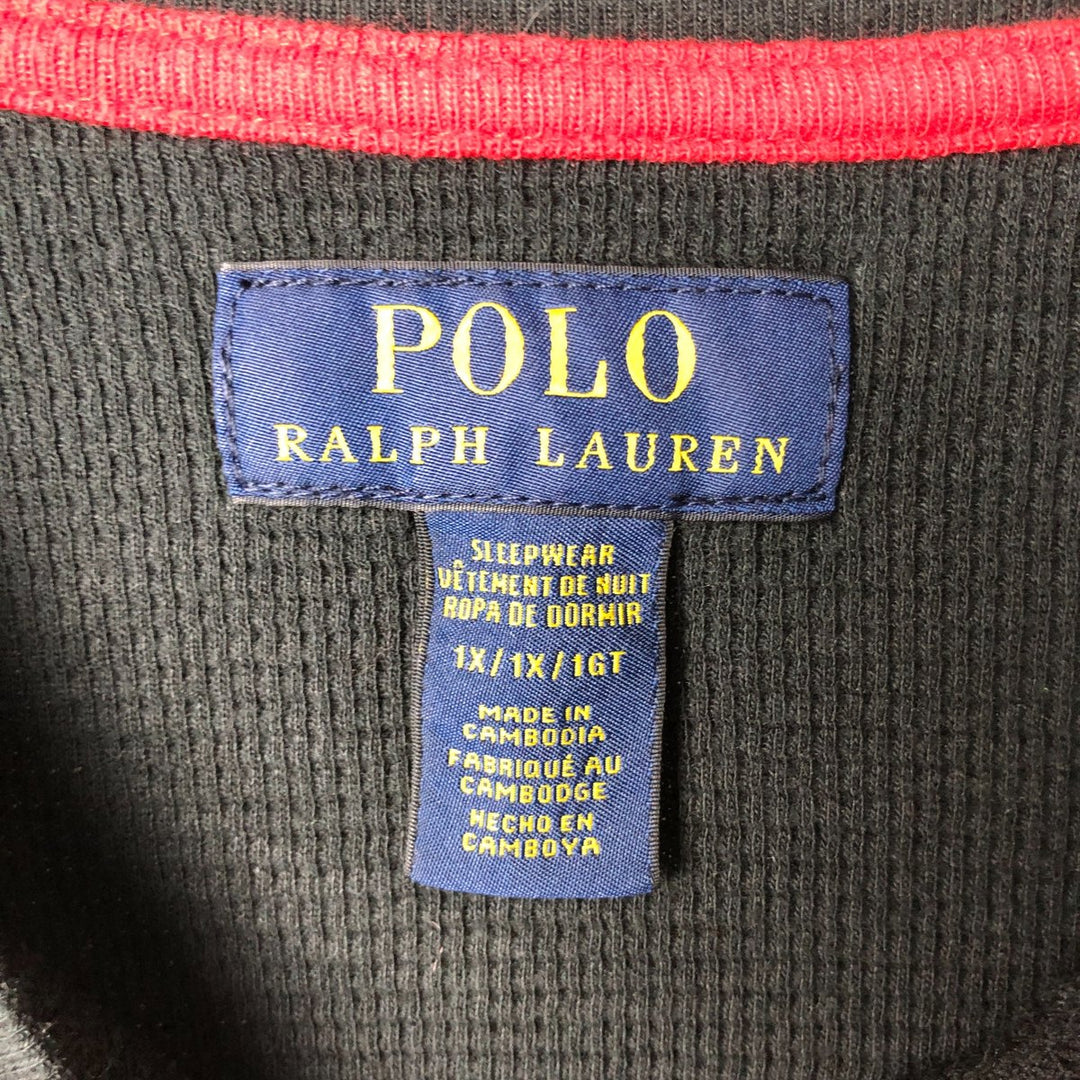 Ralph Lauren POLO RALPH LAUREN SLEEPWEAR Thermal Long T-shirt Honeycomb Men's XL cotton black type Vintage Second Hand