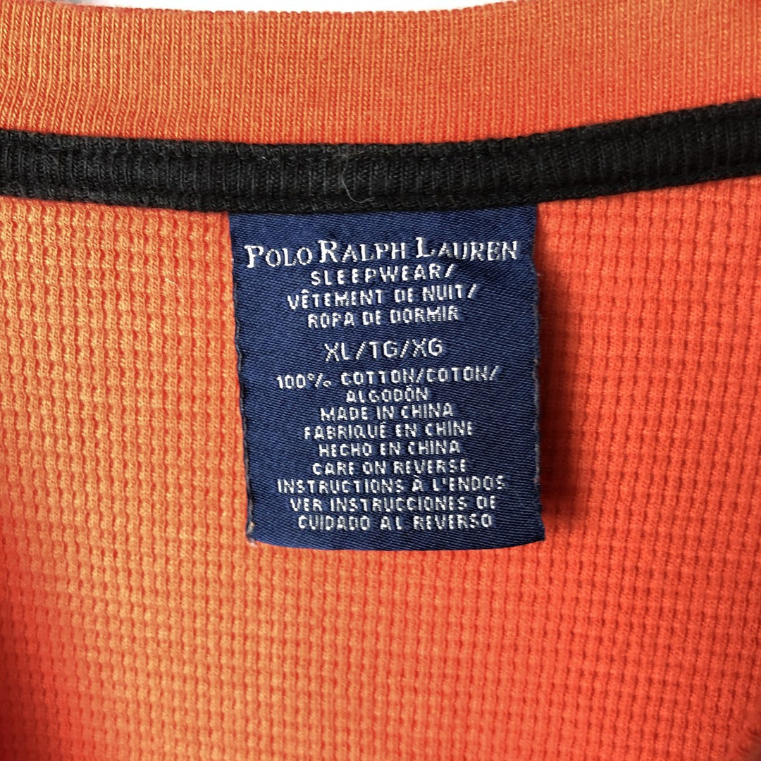 Ralph Lauren POLO RALPH LAUREN SLEEPWEAR Thermal Long T-shirt Waffle Men's XL cotton orange type Vintage Second Hand