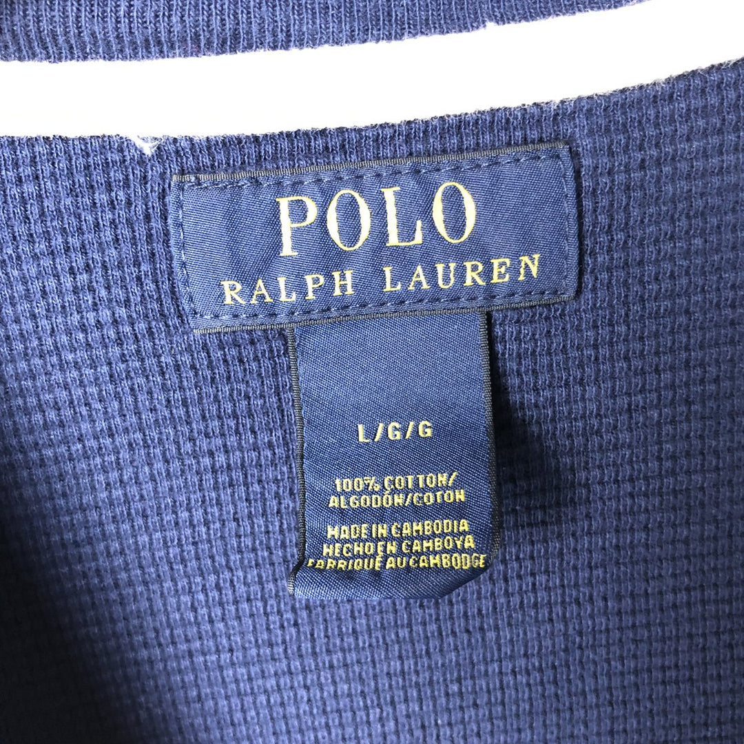 Ralph Lauren POLO RALPH LAUREN Thermal Long T-Shirt, Size L (Men's Size L) cotton navy blue type Vintage Second Hand