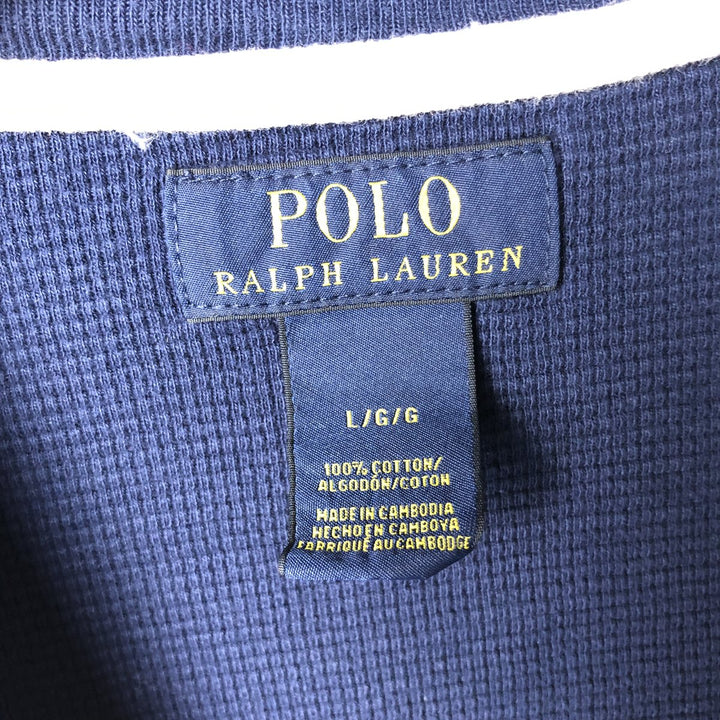 Ralph Lauren POLO RALPH LAUREN Thermal Long T-Shirt, Size L (Men's Size L) cotton navy blue type Vintage Second Hand