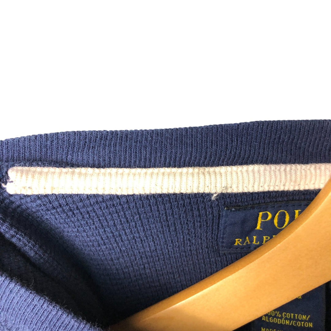 Ralph Lauren POLO RALPH LAUREN Thermal Long T-Shirt, Size L (Men's Size L) cotton navy blue type Vintage Second Hand