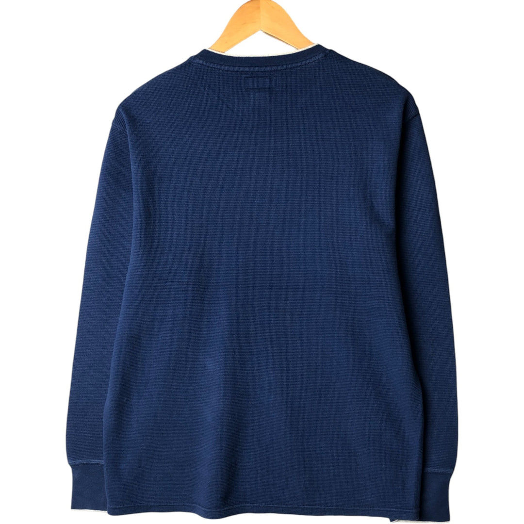 Ralph Lauren POLO RALPH LAUREN V-neck thermal long-sleeved T-shirt, waffle, men's size L cotton blue type Vintage Second Hand