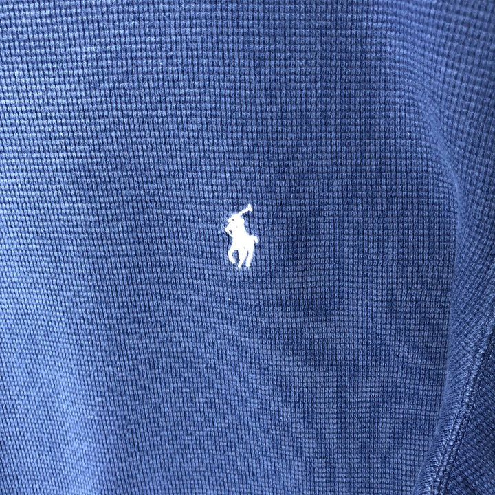 Ralph Lauren POLO RALPH LAUREN V-neck thermal long-sleeved T-shirt, waffle, men's size L cotton blue type Vintage Second Hand
