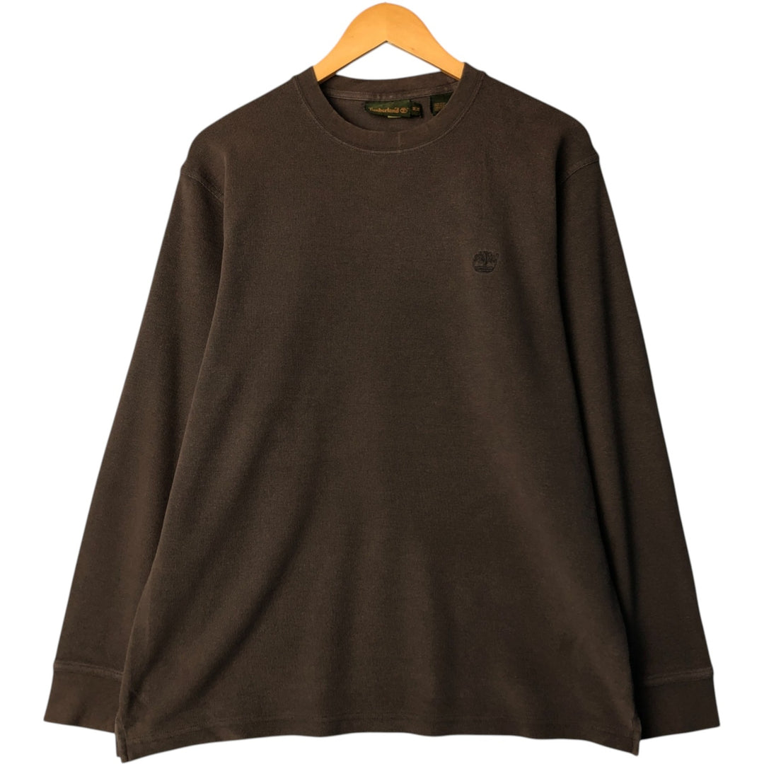Timberland Thermal Long T-Shirt, Waffle, Men's Size M cotton brown type Vintage Second Hand