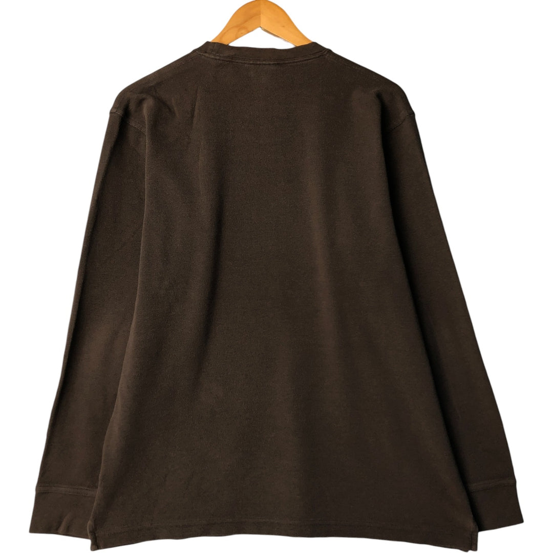 Timberland Thermal Long T-Shirt, Waffle, Men's Size M cotton brown type Vintage Second Hand