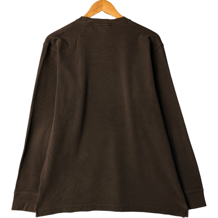 Timberland Thermal Long T-Shirt, Waffle, Men's Size M cotton brown type Vintage Second Hand