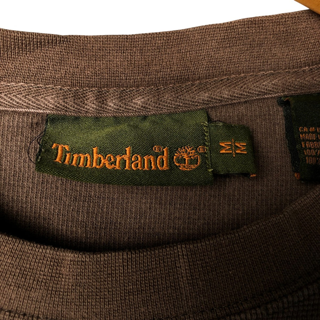 Timberland Thermal Long T-Shirt, Waffle, Men's Size M cotton brown type Vintage Second Hand