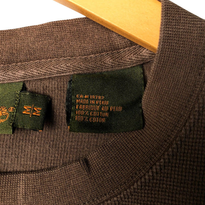 Timberland Thermal Long T-Shirt, Waffle, Men's Size M cotton brown type Vintage Second Hand