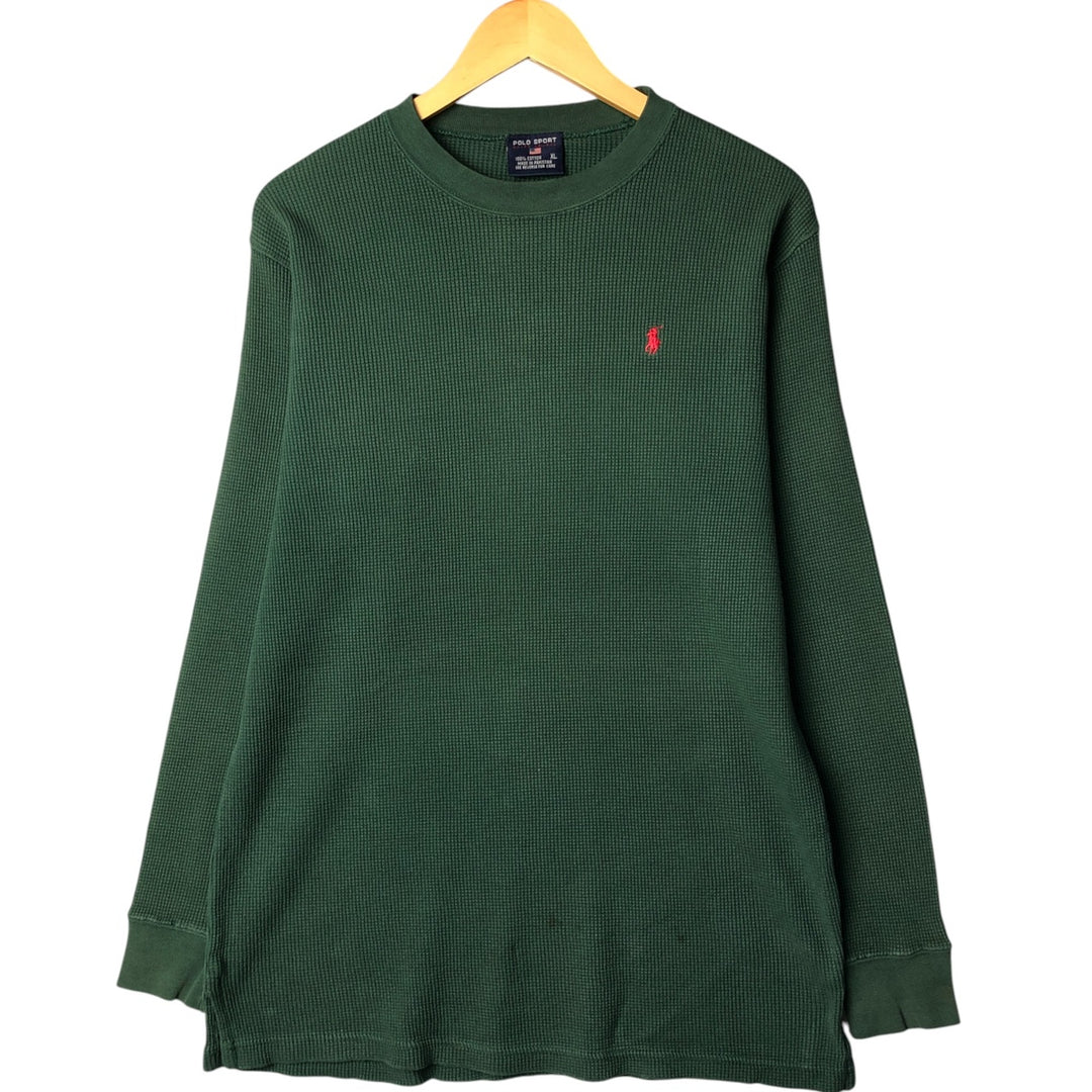 Vintage 90'S Ralph Lauren POLO SPORT Thermal Long T-Shirt, Waffle, Men's XL cotton green type Vintage Second Hand