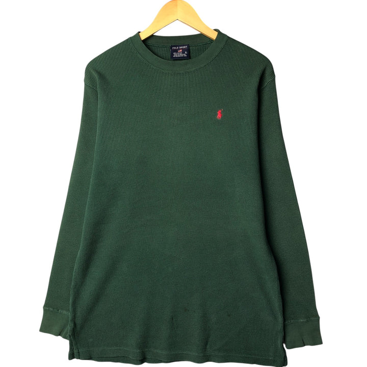 Vintage 90'S Ralph Lauren POLO SPORT Thermal Long T-Shirt, Waffle, Men's XL cotton green type Vintage Second Hand