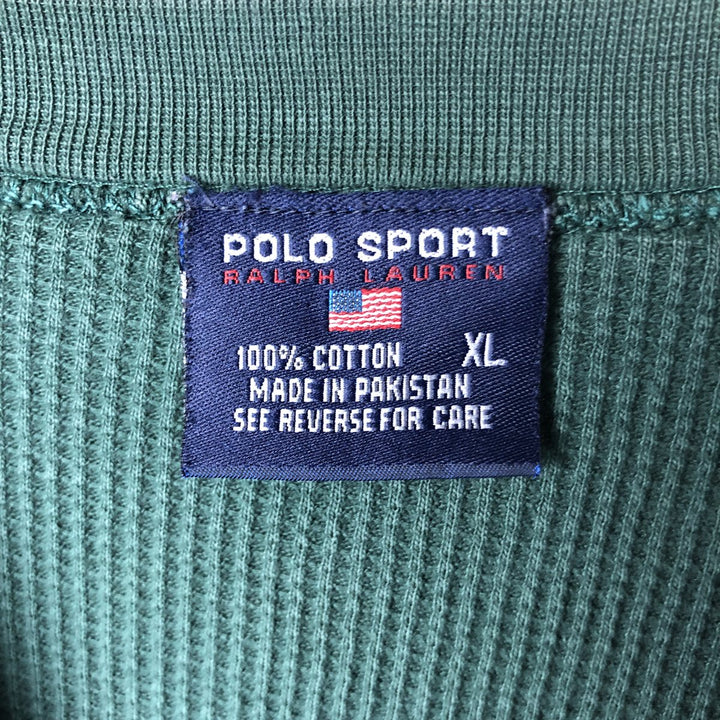 Vintage 90'S Ralph Lauren POLO SPORT Thermal Long T-Shirt, Waffle, Men's XL cotton green type Vintage Second Hand