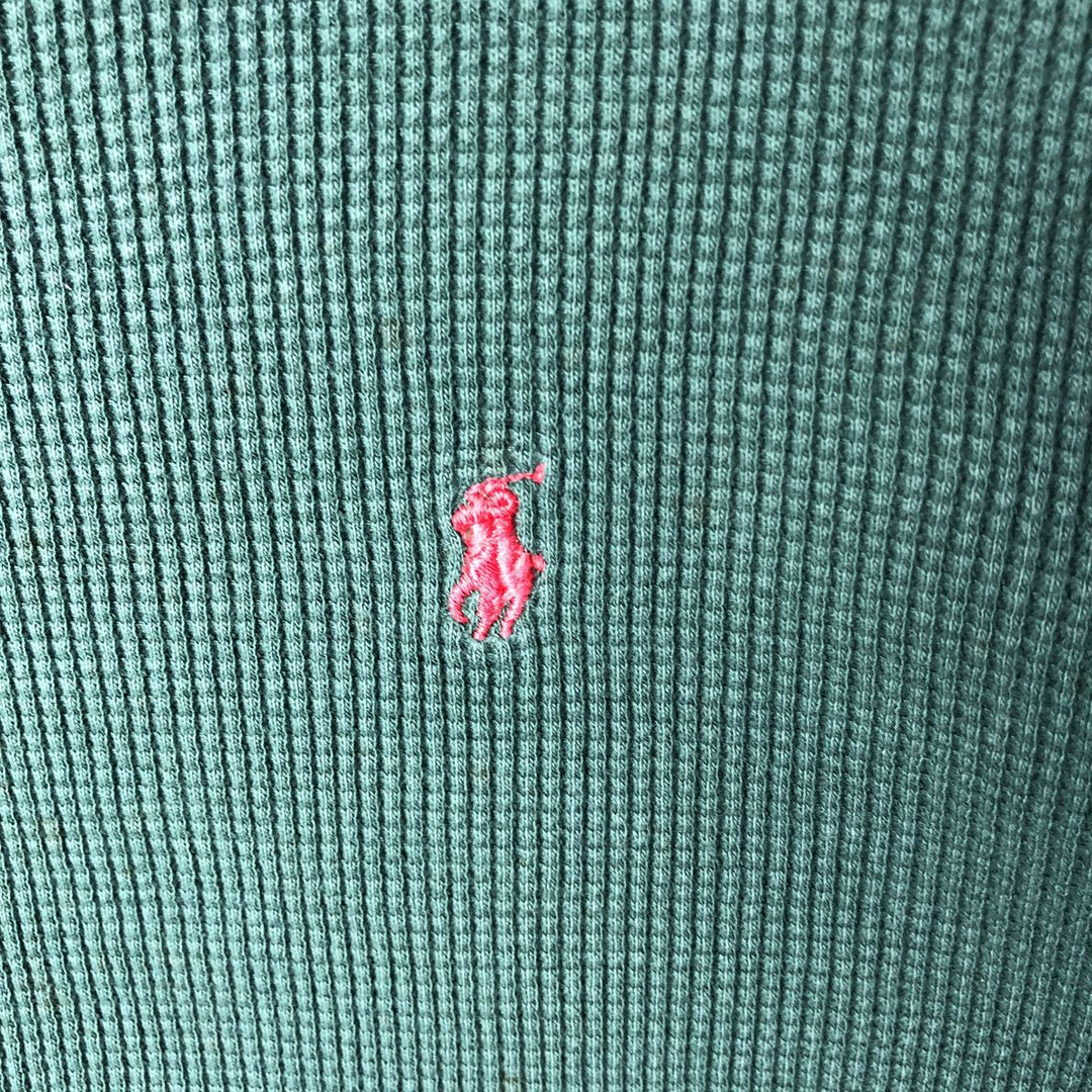 Vintage 90'S Ralph Lauren POLO SPORT Thermal Long T-Shirt, Waffle, Men's XL cotton green type Vintage Second Hand