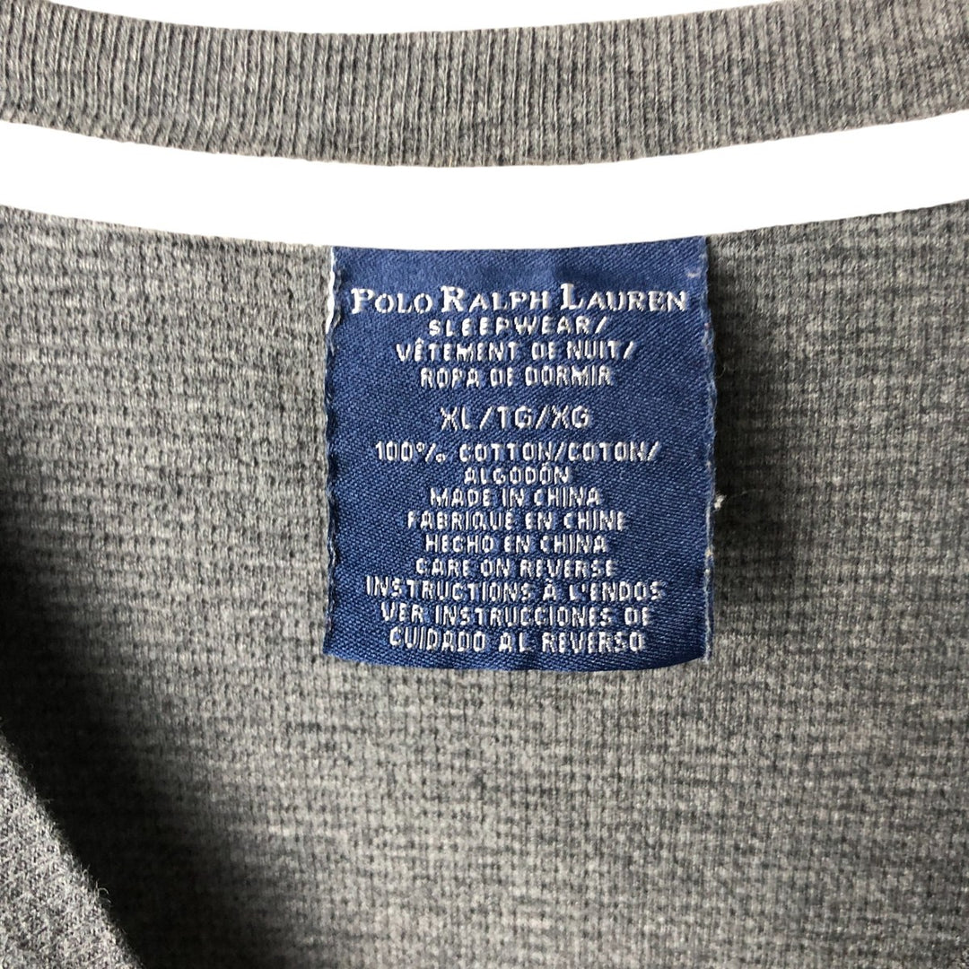 Ralph Lauren POLO RALPH LAUREN SLEEPWEAR Thermal Long T-shirt Waffle Men's XL cotton gray type Vintage Second Hand