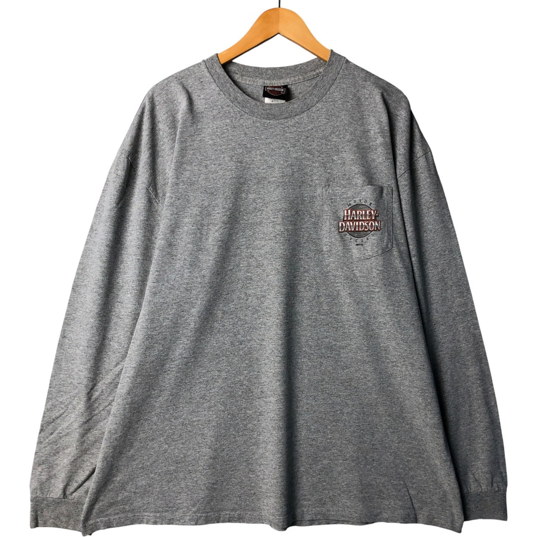 Harley-Davidson Motorcycle Long Sleeve T-Shirt, Men's XXL cotton gray type Vintage Second Hand