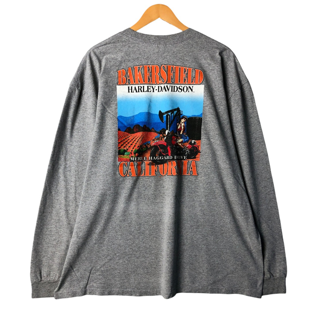 Harley-Davidson Motorcycle Long Sleeve T-Shirt, Men's XXL cotton gray type Vintage Second Hand