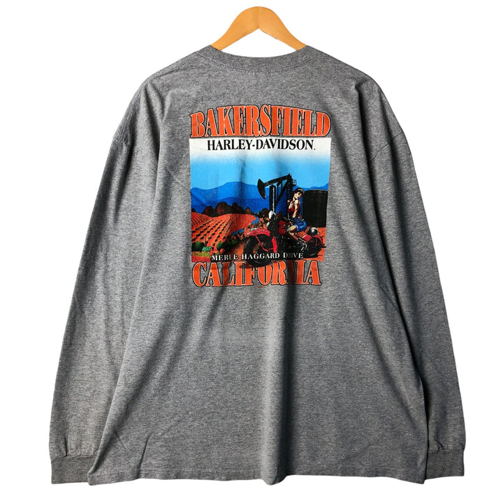 Harley-Davidson Motorcycle Long Sleeve T-Shirt, Men's XXL cotton gray type Vintage Second Hand
