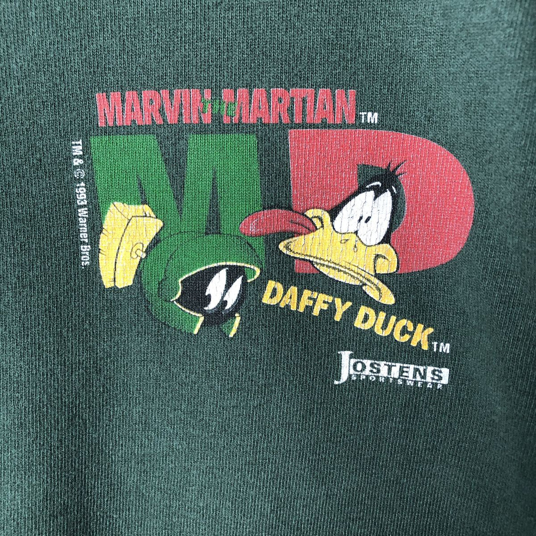 Vintage 90'S JOSTENS Hooded Long Sleeve T-Shirt with Character Print, Made in USA, Men's Size Medium cotton Green type dark green Vintage Second Hand