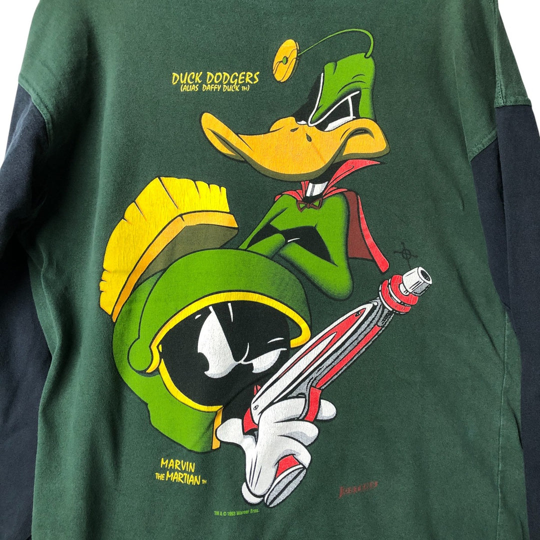 Vintage 90'S JOSTENS Hooded Long Sleeve T-Shirt with Character Print, Made in USA, Men's Size Medium cotton Green type dark green Vintage Second Hand