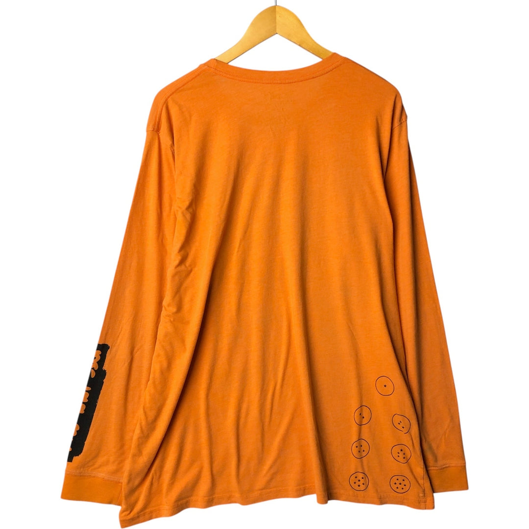 Dragon Ball Z Son Goku Anime Character Print Long Sleeve T-Shirt, Men's XXL cotton orange type Vintage Second Hand