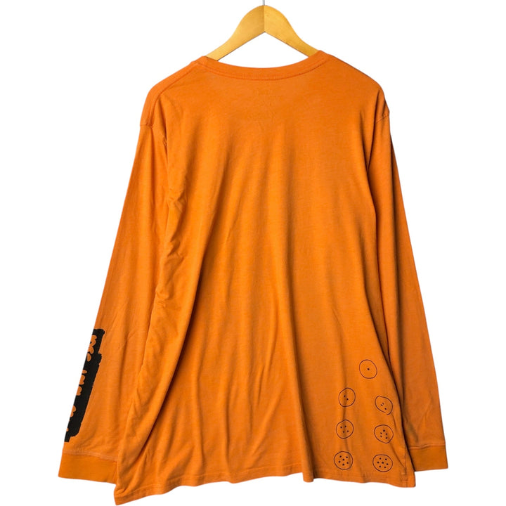 Dragon Ball Z Son Goku Anime Character Print Long Sleeve T-Shirt, Men's XXL cotton orange type Vintage Second Hand