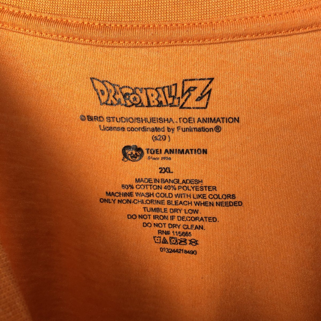 Dragon Ball Z Son Goku Anime Character Print Long Sleeve T-Shirt, Men's XXL cotton orange type Vintage Second Hand